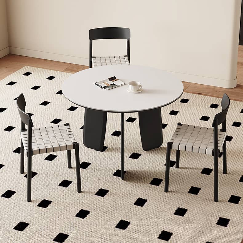 Elegant White Sintered Stone Dining Table with Oak Wood Multi-Layer Board hagst-568