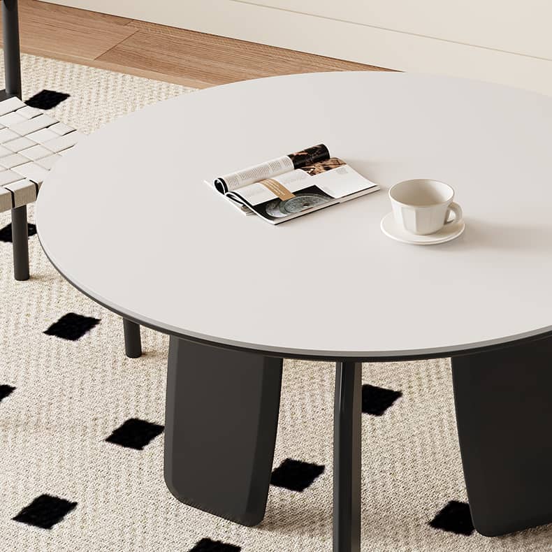 Elegant White Sintered Stone Dining Table with Oak Wood Multi-Layer Board hagst-568