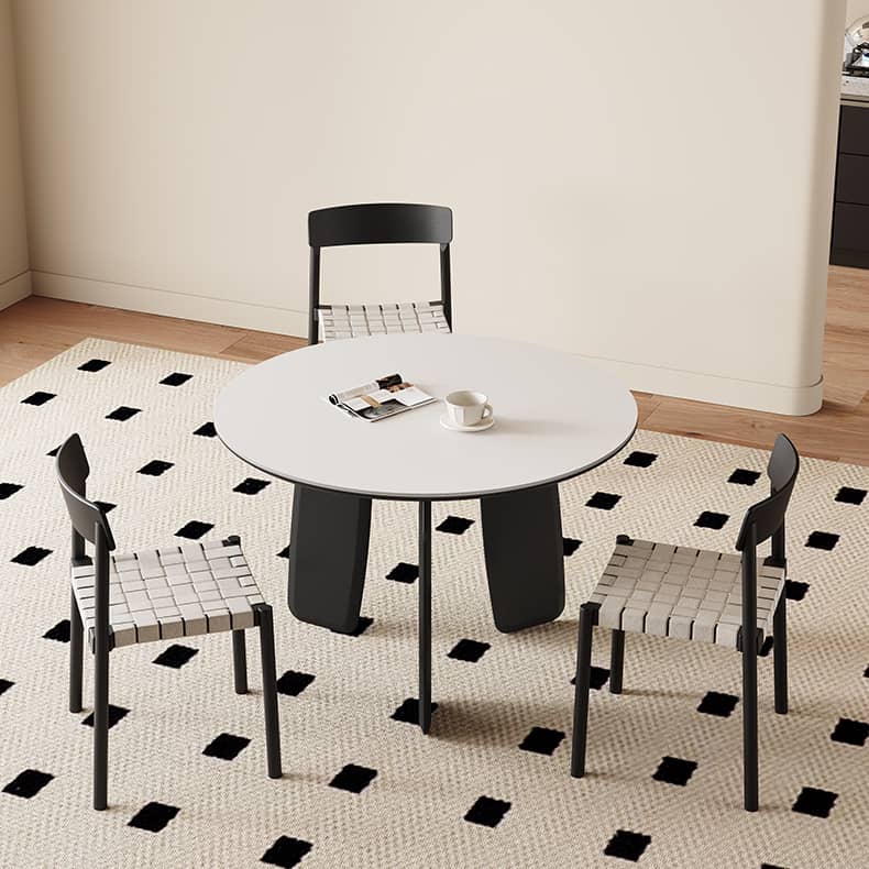 Elegant White Sintered Stone Dining Table with Oak Wood Multi-Layer Board hagst-568