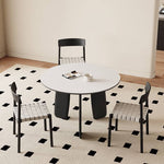 Elegant White Sintered Stone Dining Table with Oak Wood Multi-Layer Board hagst-568