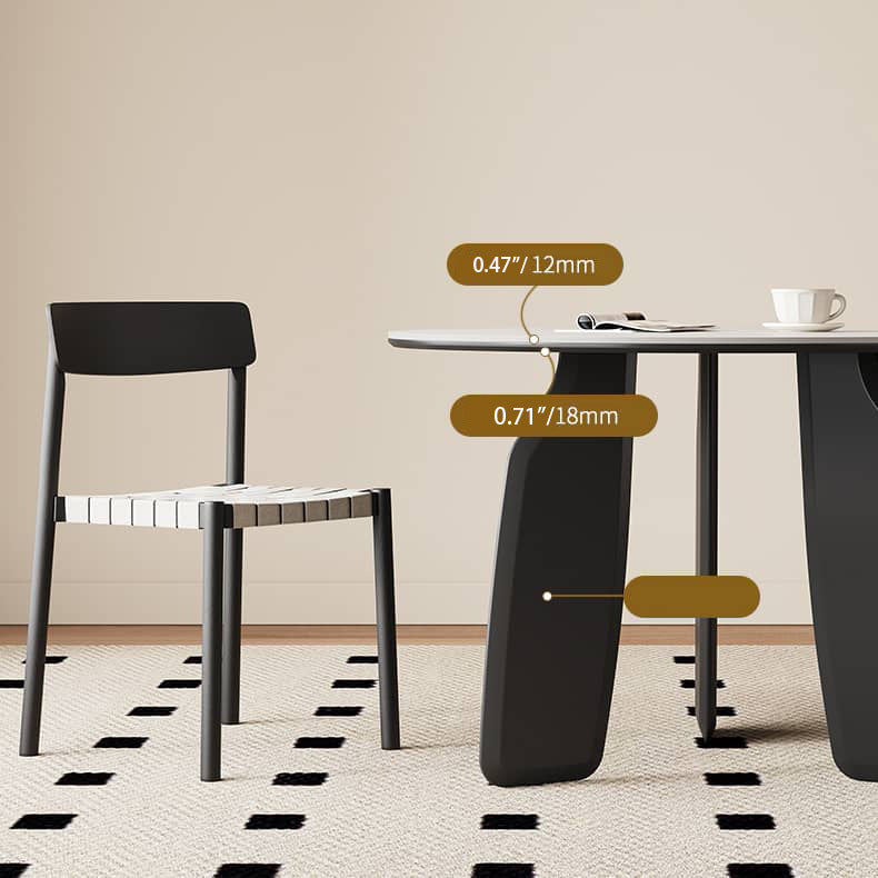 Elegant White Sintered Stone Dining Table with Oak Wood Multi-Layer Board hagst-568