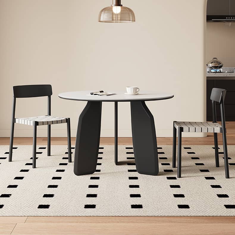 Elegant White Sintered Stone Dining Table with Oak Wood Multi-Layer Board hagst-568