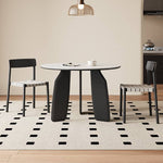 Elegant White Sintered Stone Dining Table with Oak Wood Multi-Layer Board hagst-568