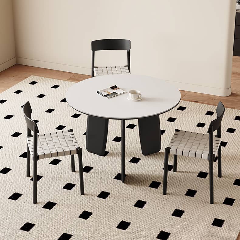 Elegant White Sintered Stone Dining Table with Oak Wood Multi-Layer Board hagst-568