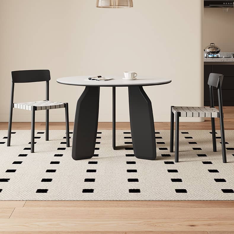 Elegant White Sintered Stone Dining Table with Oak Wood Multi-Layer Board hagst-568