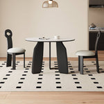 Elegant White Sintered Stone Dining Table with Oak Wood Multi-Layer Board hagst-568