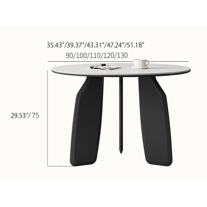 Elegant White Sintered Stone Dining Table with Oak Wood Multi-Layer Board hagst-568