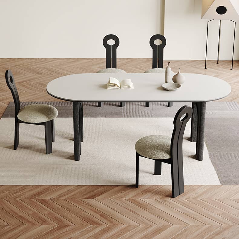 Sleek White Sintered Stone and Ash Wood Multi-Layer Board Table for Modern Interiors hagst-569