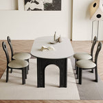 Sleek White Sintered Stone and Ash Wood Multi-Layer Board Table for Modern Interiors hagst-569