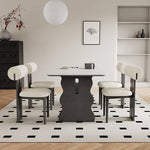 Modern White Sintered Stone and Ash Wood Multi-Layer Board Table hagst-570