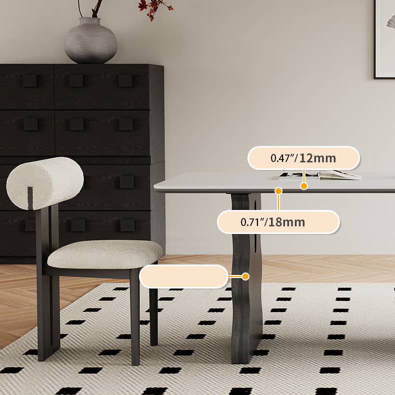 Modern White Sintered Stone and Ash Wood Multi-Layer Board Table hagst-570