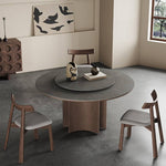 Modern Gray Sintered Stone Table with Ash Wood Multi-Layer Design hagst-575