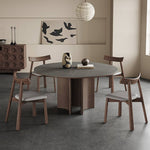 Modern Gray Sintered Stone Table with Ash Wood Multi-Layer Design hagst-575