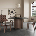 Modern Gray Sintered Stone Table with Ash Wood Multi-Layer Design hagst-575