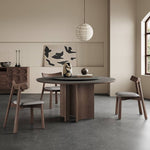 Modern Gray Sintered Stone Table with Ash Wood Multi-Layer Design hagst-575