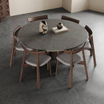 Modern Gray Sintered Stone Table with Ash Wood Multi-Layer Design hagst-575