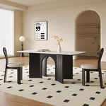 Modern White Sintered Stone & Oak Wood Multi-Layer Dining Table hagst-576