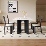 Modern White Sintered Stone & Oak Wood Multi-Layer Dining Table hagst-576