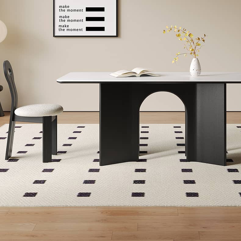 Modern White Sintered Stone & Oak Wood Multi-Layer Dining Table hagst-576