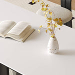 Modern White Sintered Stone & Oak Wood Multi-Layer Dining Table hagst-576