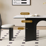 Modern White Sintered Stone & Oak Wood Multi-Layer Dining Table hagst-576