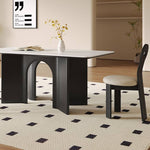 Modern White Sintered Stone & Oak Wood Multi-Layer Dining Table hagst-576