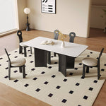 Modern White Sintered Stone & Oak Wood Multi-Layer Dining Table hagst-576