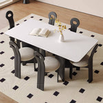 Modern White Sintered Stone & Oak Wood Multi-Layer Dining Table hagst-576