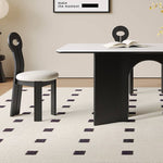 Modern White Sintered Stone & Oak Wood Multi-Layer Dining Table hagst-576