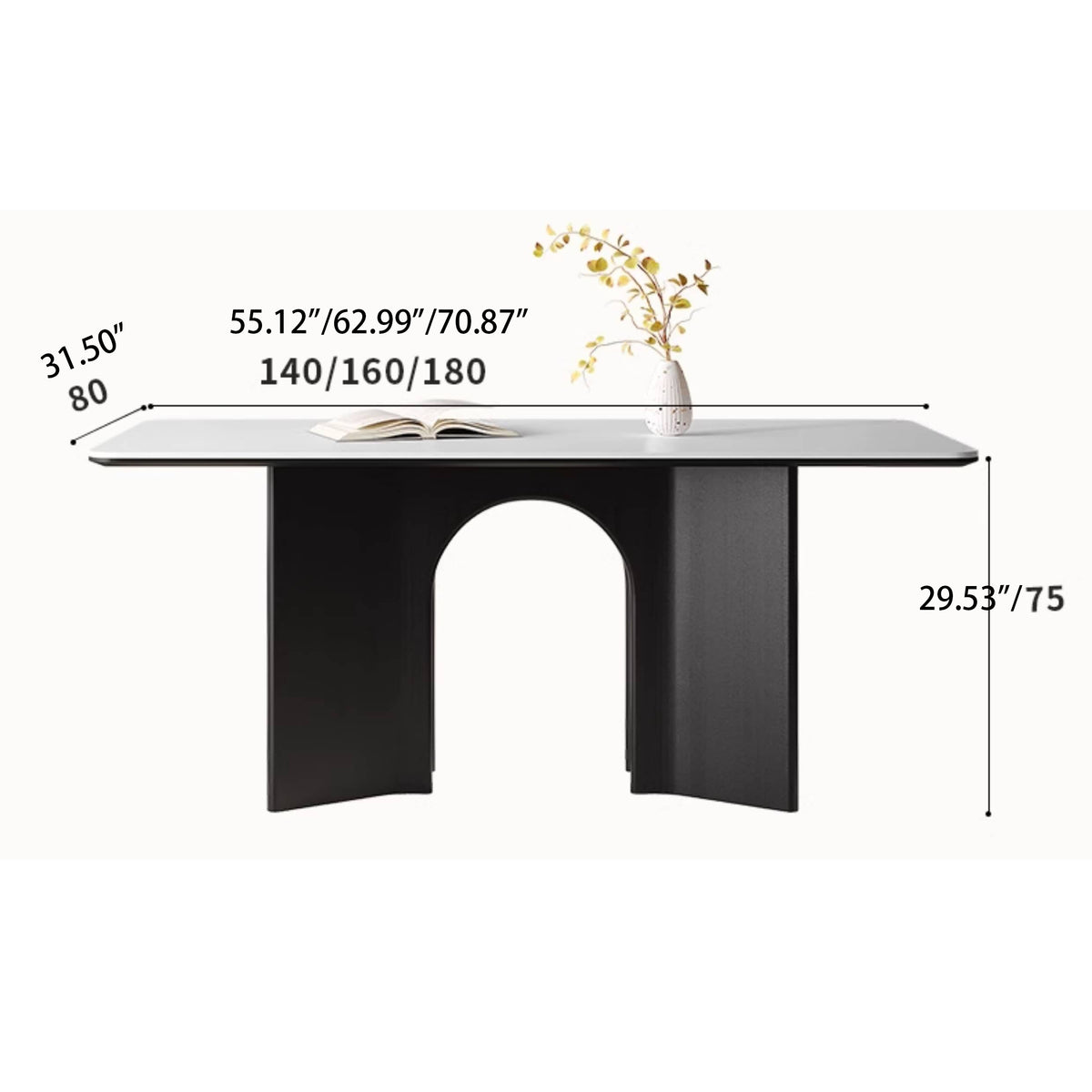 Modern White Sintered Stone & Oak Wood Multi-Layer Dining Table hagst-576