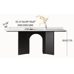 Modern White Sintered Stone & Oak Wood Multi-Layer Dining Table hagst-576