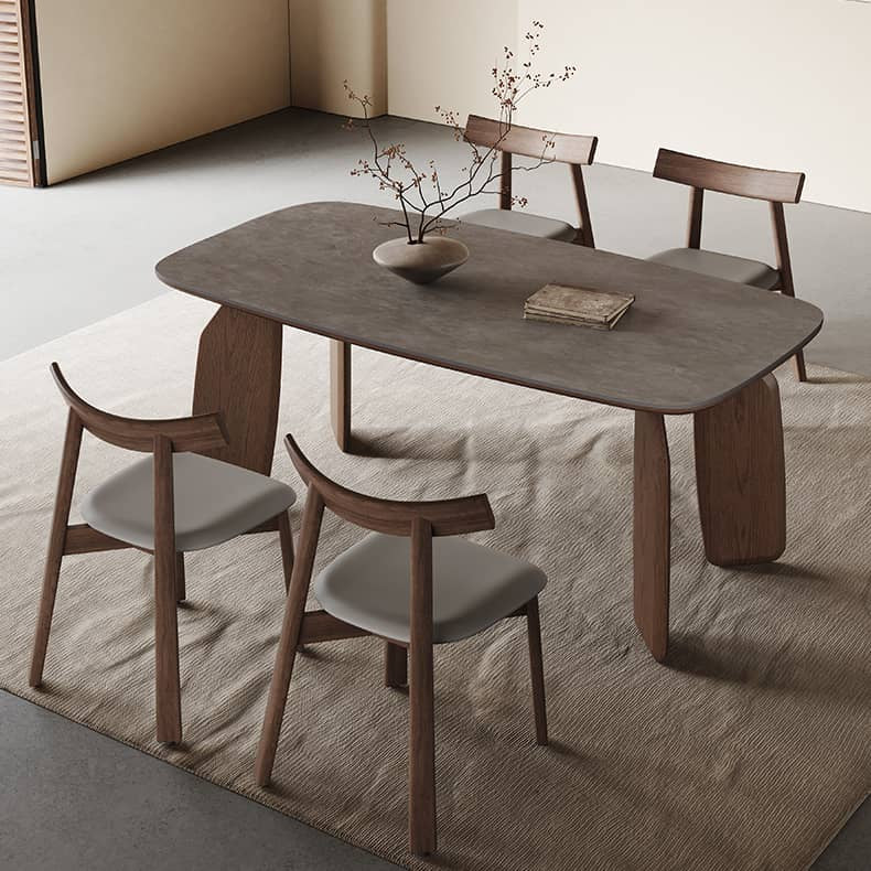 Luxurious Gray Sintered Stone and Oak Wood Multi-Layer Board Table - Modern Elegance for Your Home hagst-577