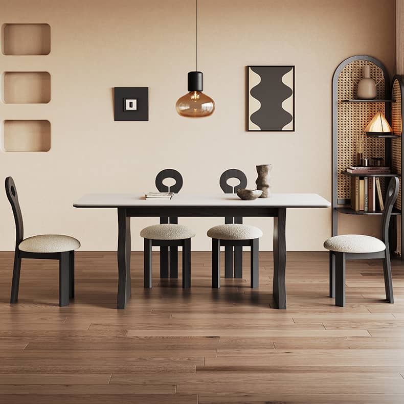 Elegant White Sintered Stone and Ash Wood Multi-Layer Board Table for Modern Living Spaces hagst-578