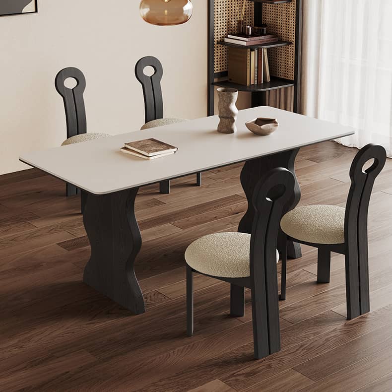 Elegant White Sintered Stone and Ash Wood Multi-Layer Board Table for Modern Living Spaces hagst-578