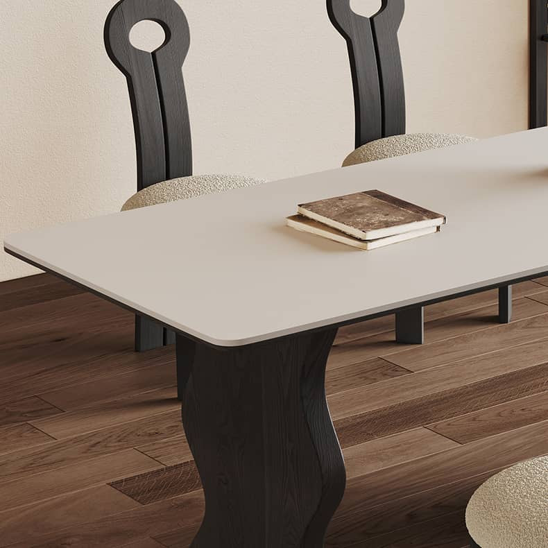 Elegant White Sintered Stone and Ash Wood Multi-Layer Board Table for Modern Living Spaces hagst-578