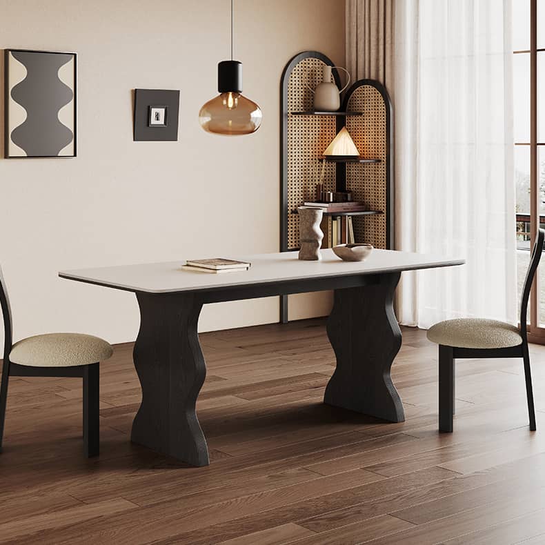 Elegant White Sintered Stone and Ash Wood Multi-Layer Board Table for Modern Living Spaces hagst-578