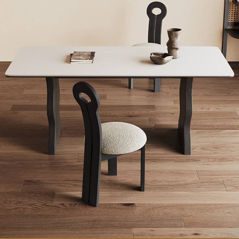 Elegant White Sintered Stone and Ash Wood Multi-Layer Board Table for Modern Living Spaces hagst-578