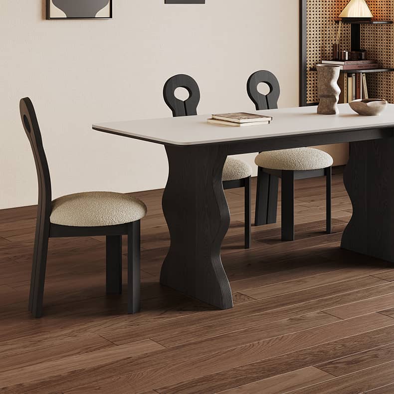 Elegant White Sintered Stone and Ash Wood Multi-Layer Board Table for Modern Living Spaces hagst-578