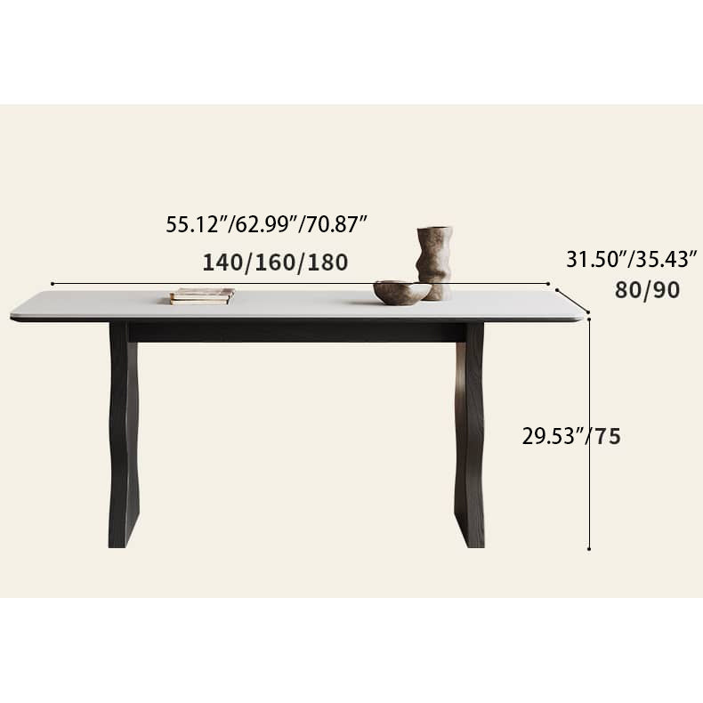 Elegant White Sintered Stone and Ash Wood Multi-Layer Board Table for Modern Living Spaces hagst-578