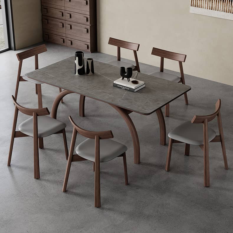 Modern Gray Sintered Stone and Ash Wood Multi-Layer Board Table hagst-579