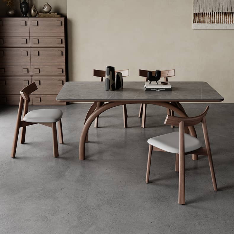 Modern Gray Sintered Stone and Ash Wood Multi-Layer Board Table hagst-579