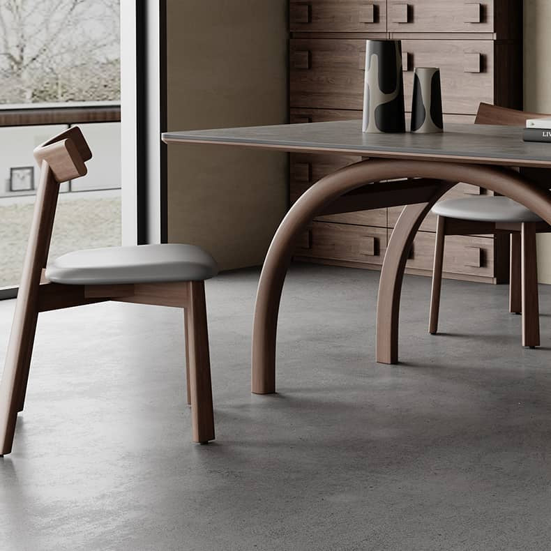 Modern Gray Sintered Stone and Ash Wood Multi-Layer Board Table hagst-579