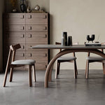 Modern Gray Sintered Stone and Ash Wood Multi-Layer Board Table hagst-579