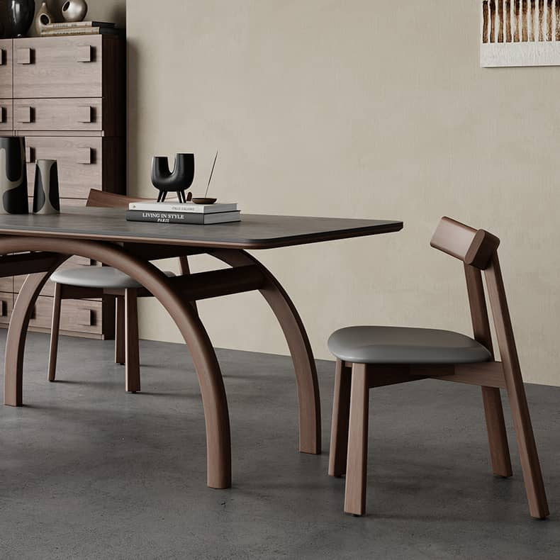 Modern Gray Sintered Stone and Ash Wood Multi-Layer Board Table hagst-579