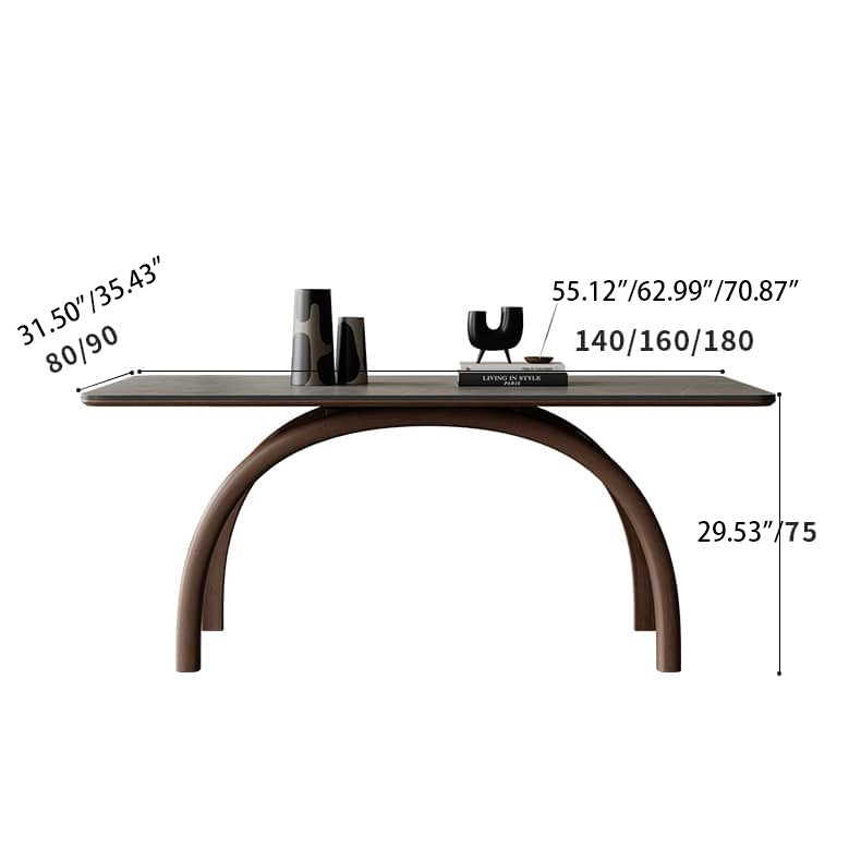 Modern Gray Sintered Stone and Ash Wood Multi-Layer Board Table hagst-579