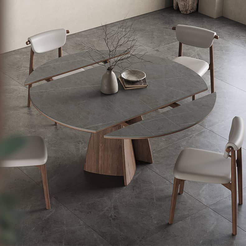 Modern Table with Elegant Gray Sintered Stone and Ash Wood Multi-Layer Board hagst-580
