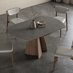 Modern Table with Elegant Gray Sintered Stone and Ash Wood Multi-Layer Board hagst-580