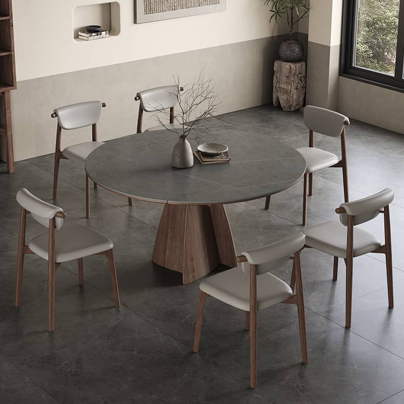 Modern Table with Elegant Gray Sintered Stone and Ash Wood Multi-Layer Board hagst-580