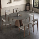 Modern Table with Elegant Gray Sintered Stone and Ash Wood Multi-Layer Board hagst-580