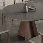 Modern Table with Elegant Gray Sintered Stone and Ash Wood Multi-Layer Board hagst-580